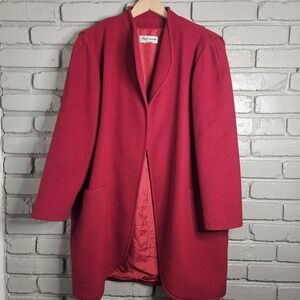 Vintage Guy Laroche Womens Coat Extra Large Red Paris Open Front